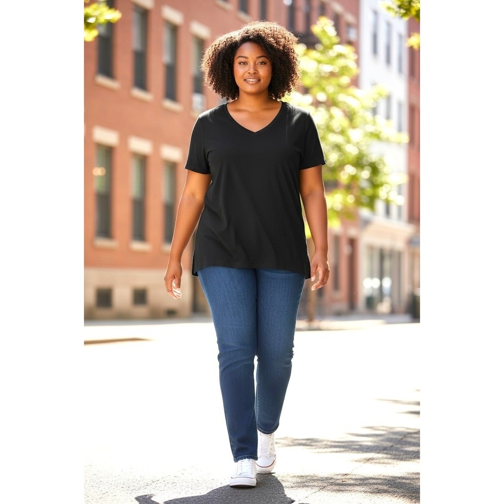 (I-252)Attitudes by Renée 2-Pack Womens Short Sleeve Tops Black White Size L QVC